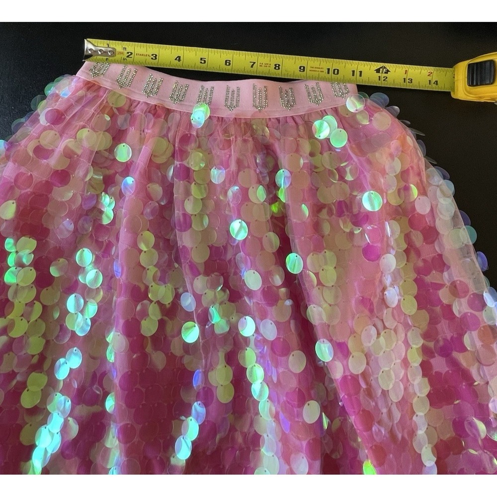 Lola and The Boys Girls Wicked Glinda Sparkle Skirt 14 Pink Shimmer Party Sequin - Picture 7 of 13